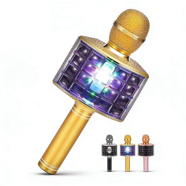 WS-868 Microphone Karaoke Bluetooth sans fil avec haut-parleur, radio FM, enregistrement USB/TF, micro &agrave; main