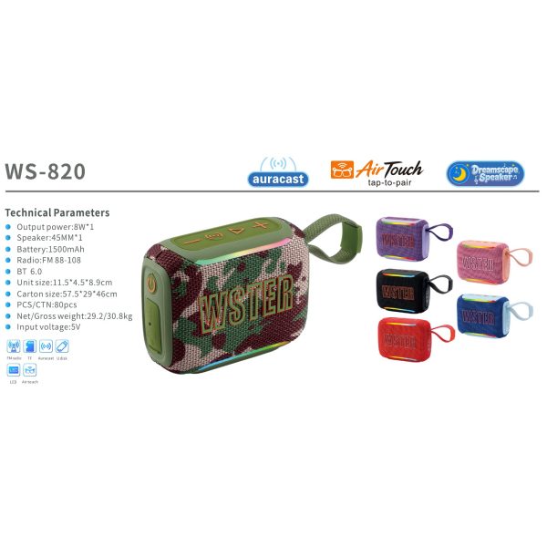 WSTER WS-820 katalog spetsifikatsiya kartasi